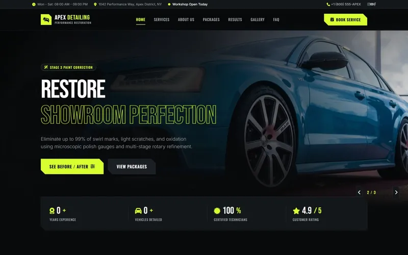 Apex Auto Detailing — Automotive concept landing page