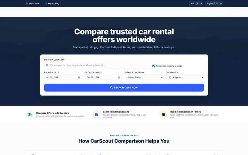 CarScout — Car rental concept landing page