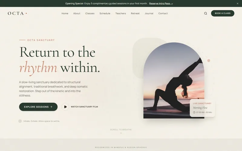 OctaYoga — Yoga & wellness concept landing page