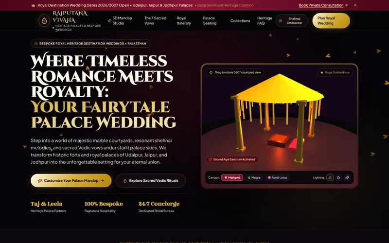 Rajputana Vivaha — Destination weddings concept landing page