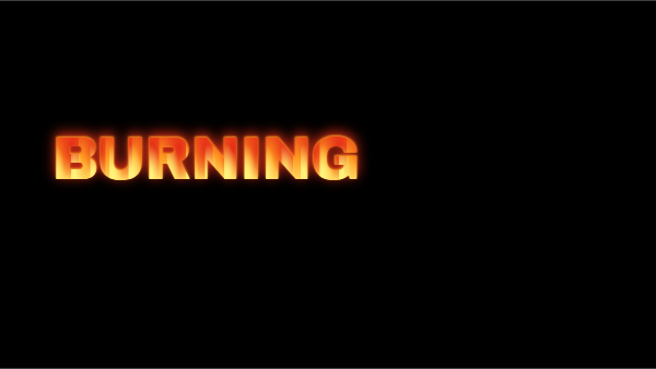 BURNING in a warm ember text effect