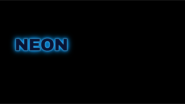 NEON text with a luminous blue outline